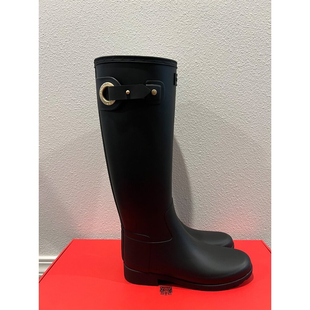 Hunter Original Refined Tall Rain Boots - Size 7 (Black)